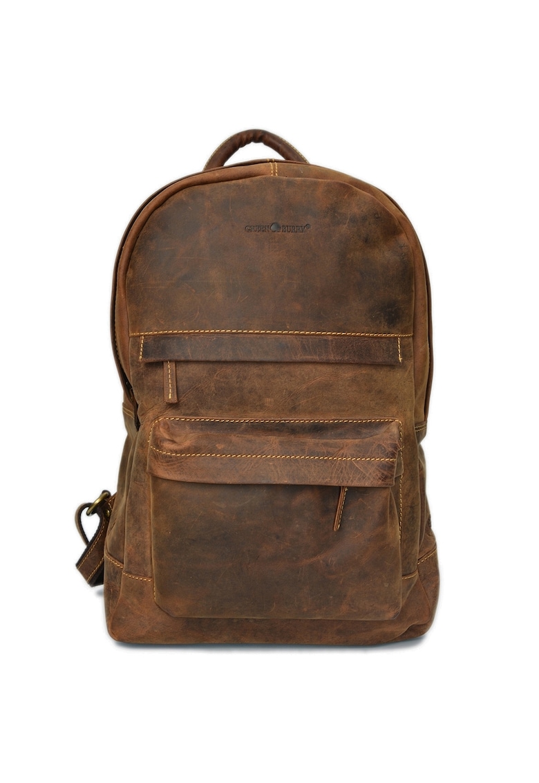 Rucsac unisex piele naturala maro antichizat 30 x 45 cm - Vintage -