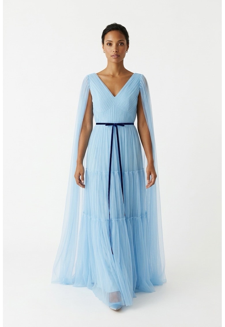 Rochie maxi din tul Sheida - Albastru deschis