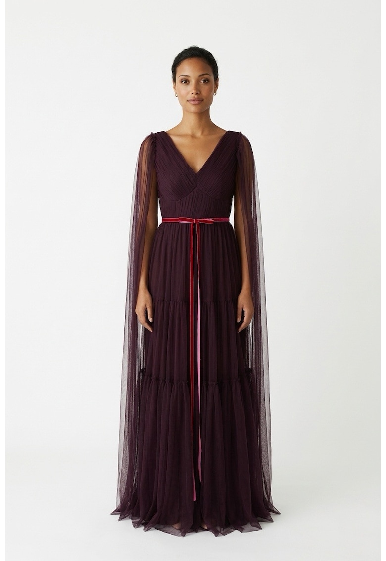 Rochie maxi din tul Sheida - Violet aubergine