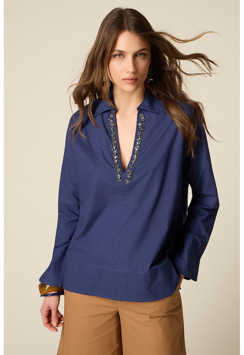 Bluza cu cristale - Bleumarin