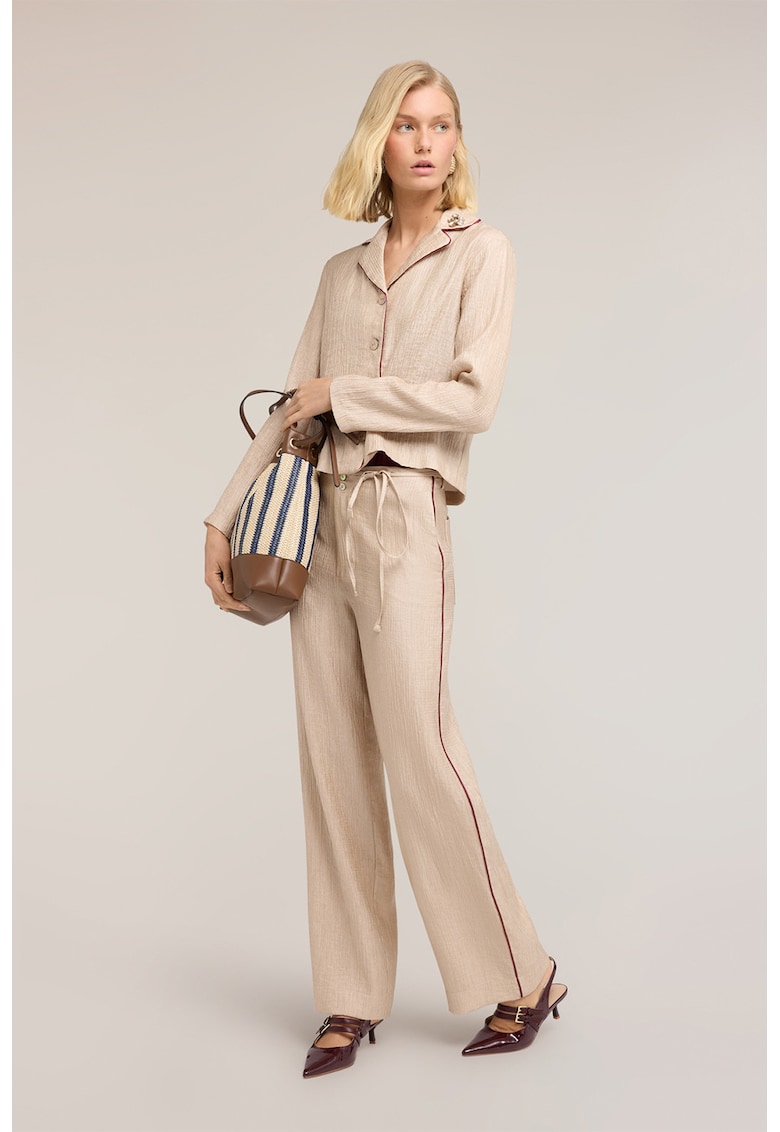 Sacou texturat de satin - Auriu rose