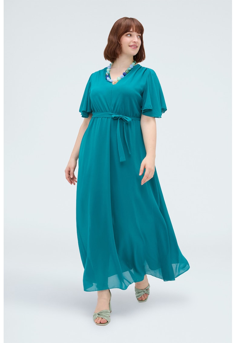 Rochie maxi cu decolteu in V - Albastru deschis