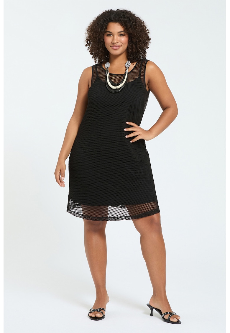 Rochie cu material exterior de plasa - Negru