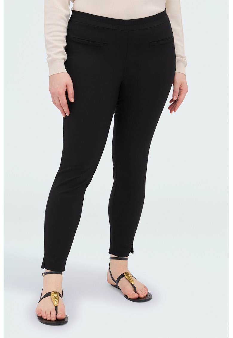 Pantaloni crop slim fit cu talie inalta - Negru
