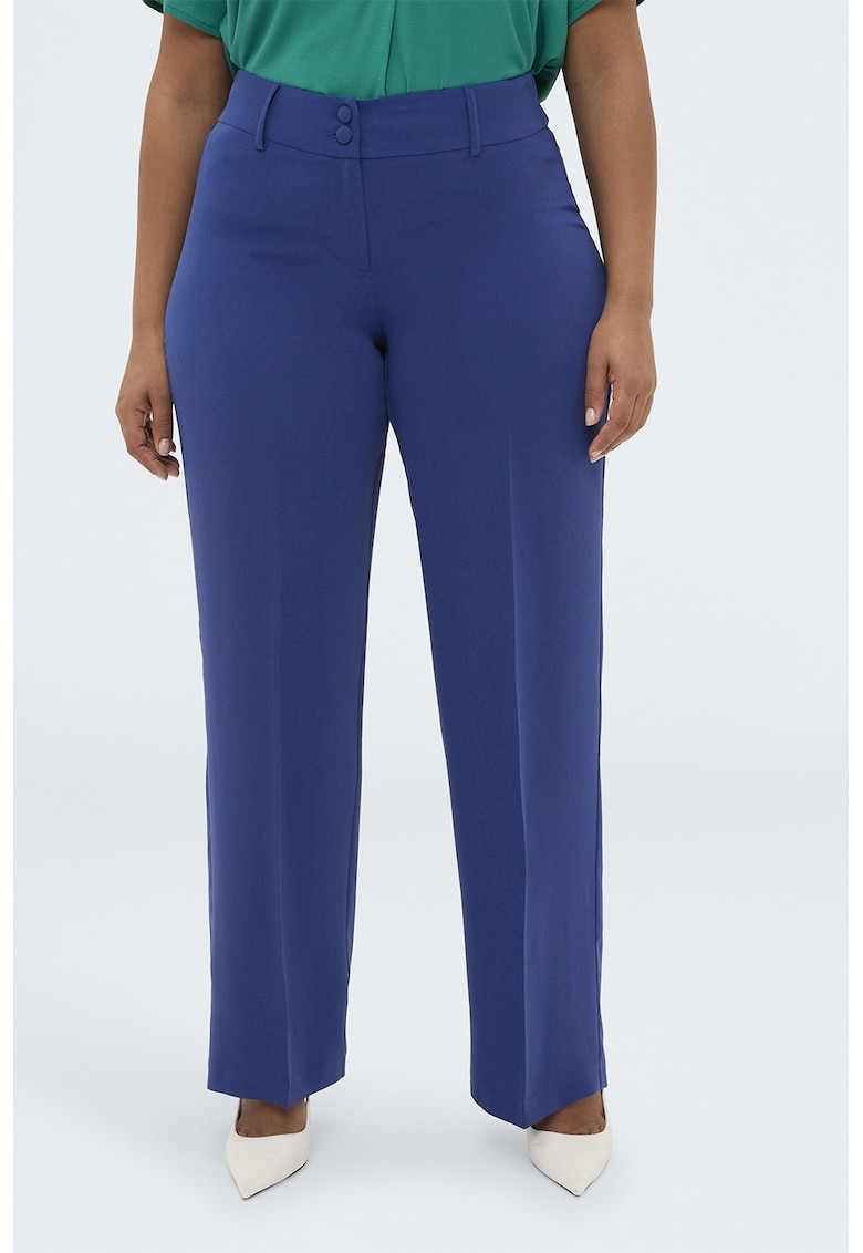 Pantaloni drepti cu pensa - Albastru royal