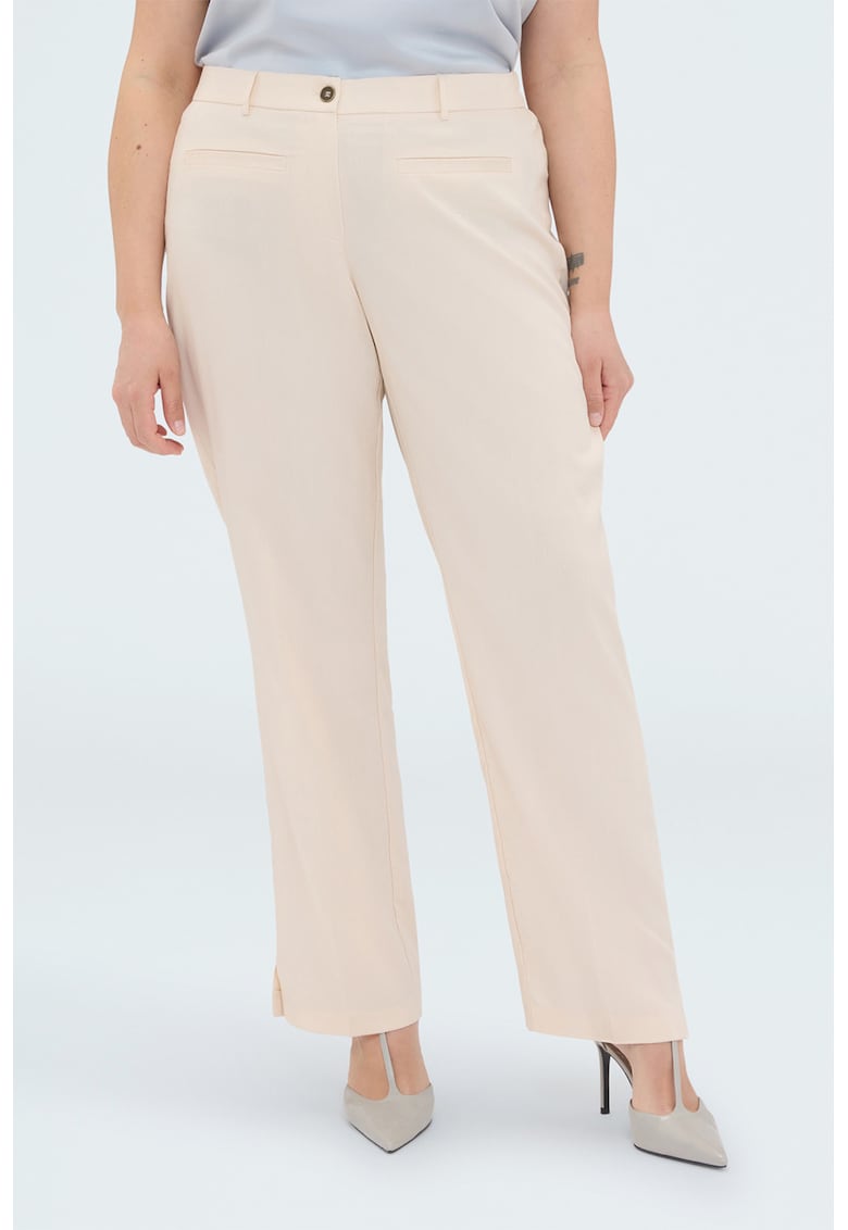 Pantaloni drepti cu buzunare - Bej deschis