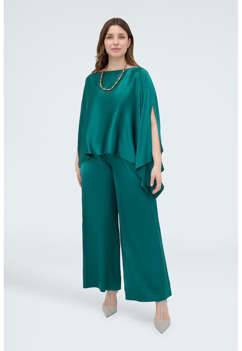 Pantaloni cu croiala ampla si buzunare - Verde persan