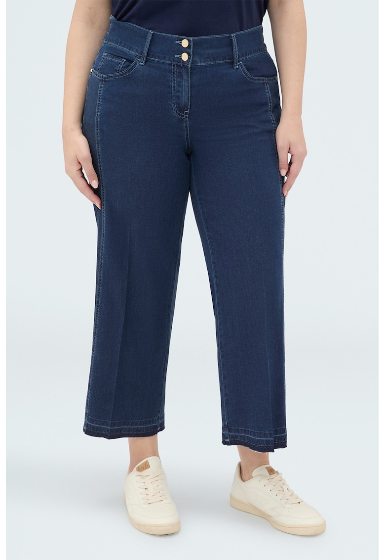 Blugi crop cu croiala ampla - Bleumarin
