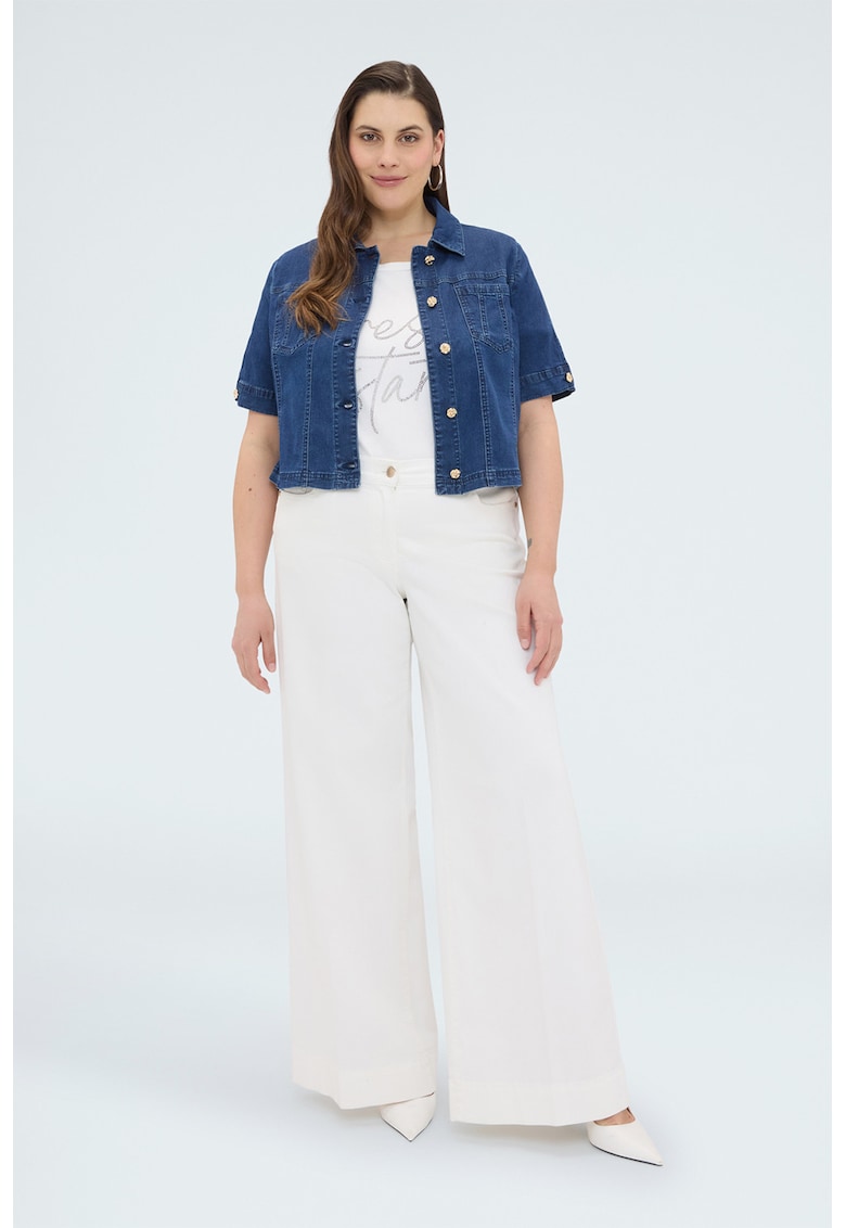Jacheta scurta din denim cu buzunare pe piept - Albastru
