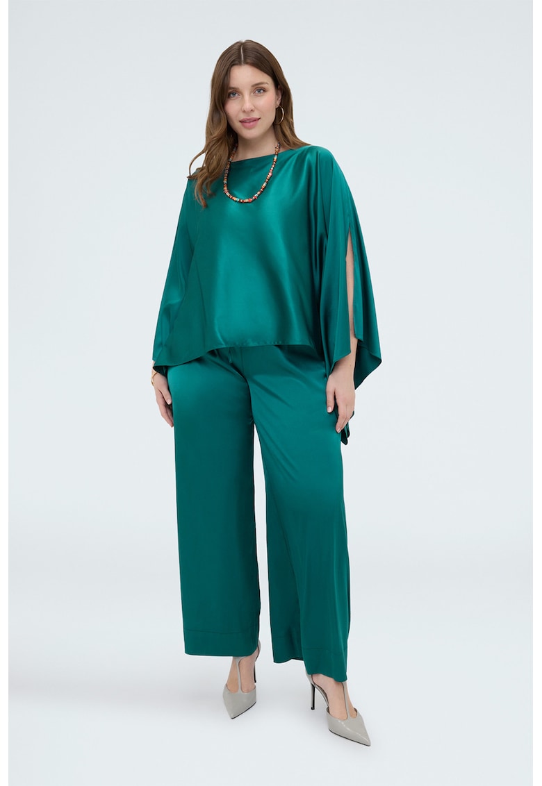 Bluza cu maneci cu slit - Verde persan