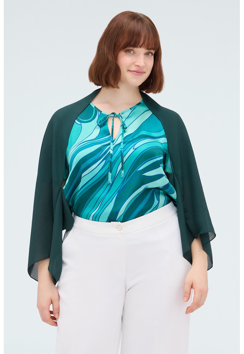 Poncho scurt cu model uni - Verde englez