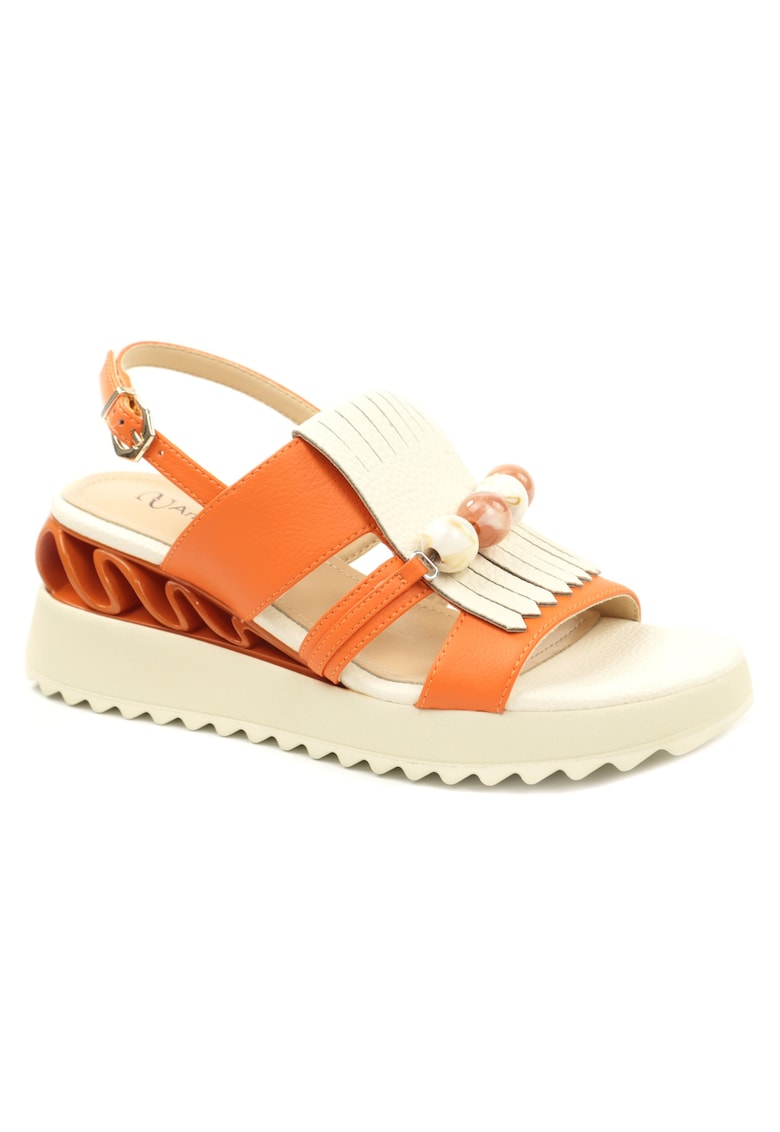 Sandale dama piele naturala D106 RD909 A824 - Portocaliu