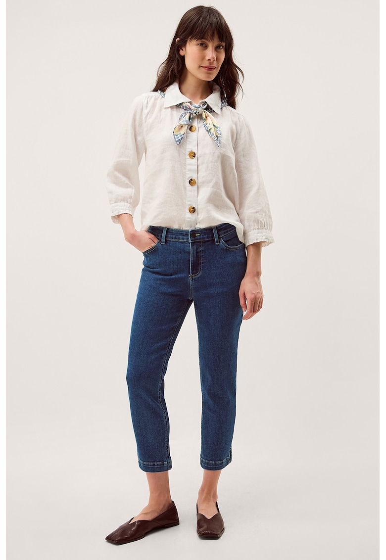 Blugi slim fit crop - Albastru inchis