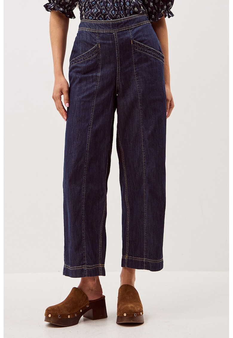 Pantaloni ampli cu talie elastica - Bleumarin