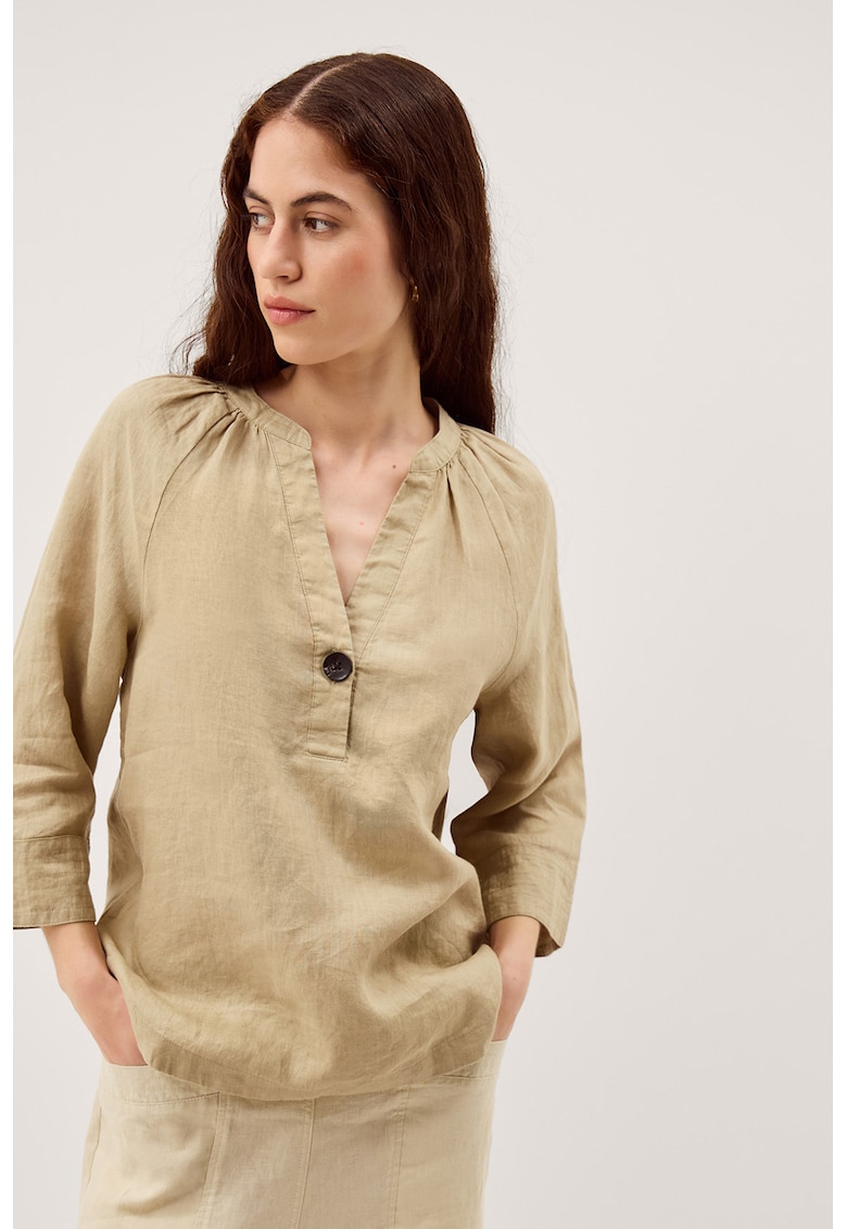 Bluza de in cu decolteu in V - Kaki