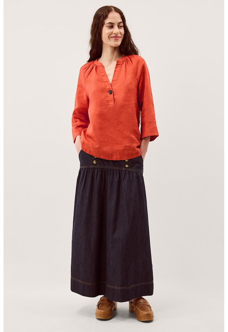 Bluza de in cu decolteu in V - Portocaliu mandarina