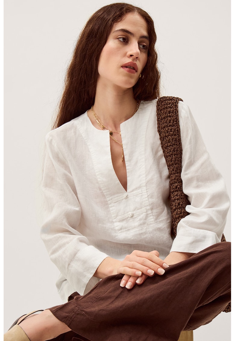 Bluza de in cu decolteu in V - Alb