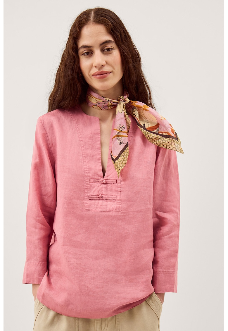 Bluza de in cu decolteu in V - Roz prafuit