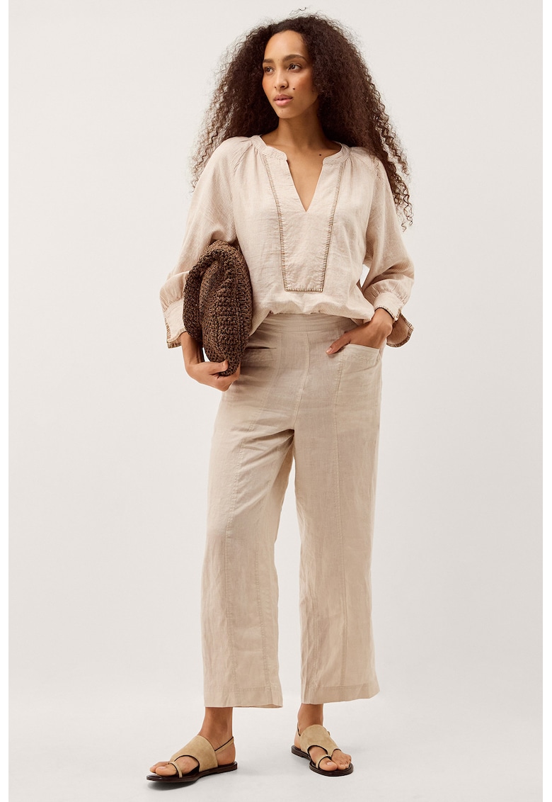 Pantaloni de in cu buzunare laterale - Bej deschis