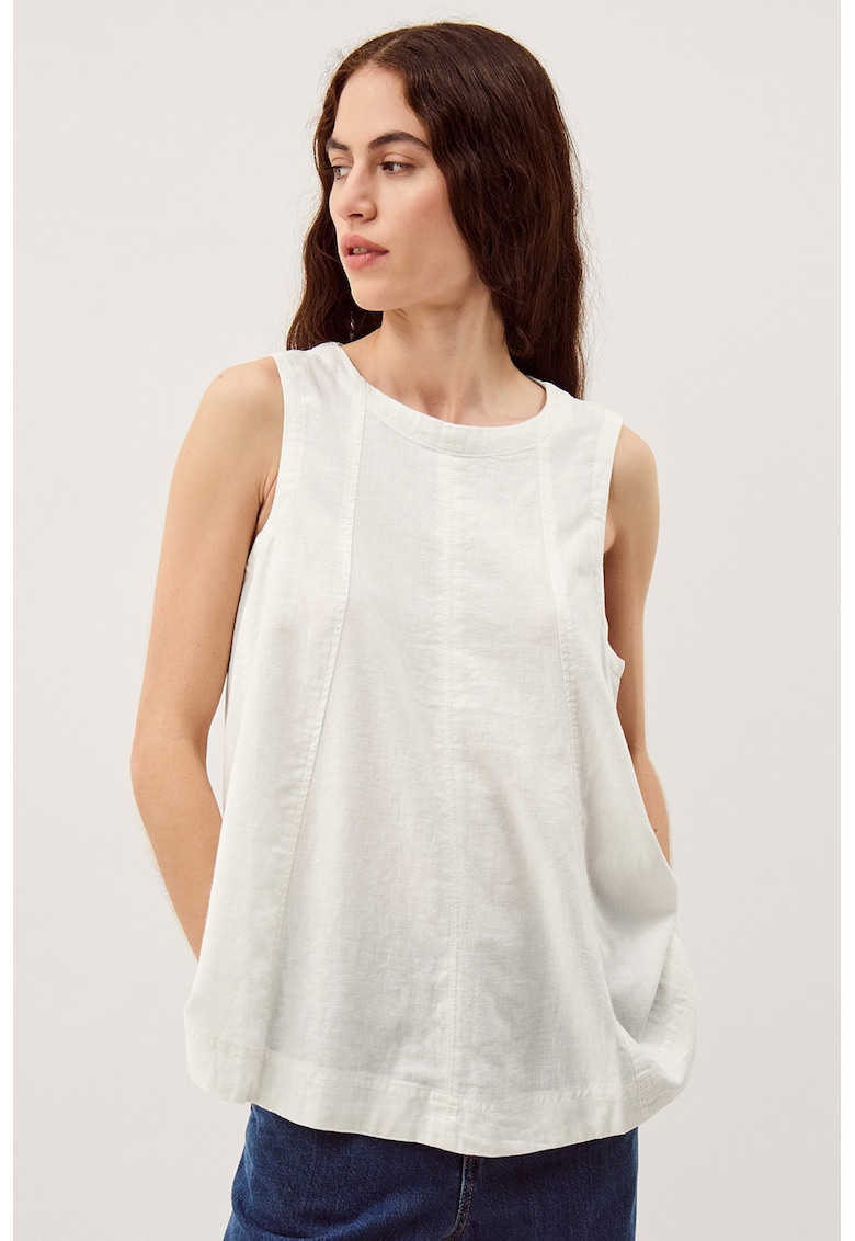 Bluza lejera cu decolteu rotund - Alb