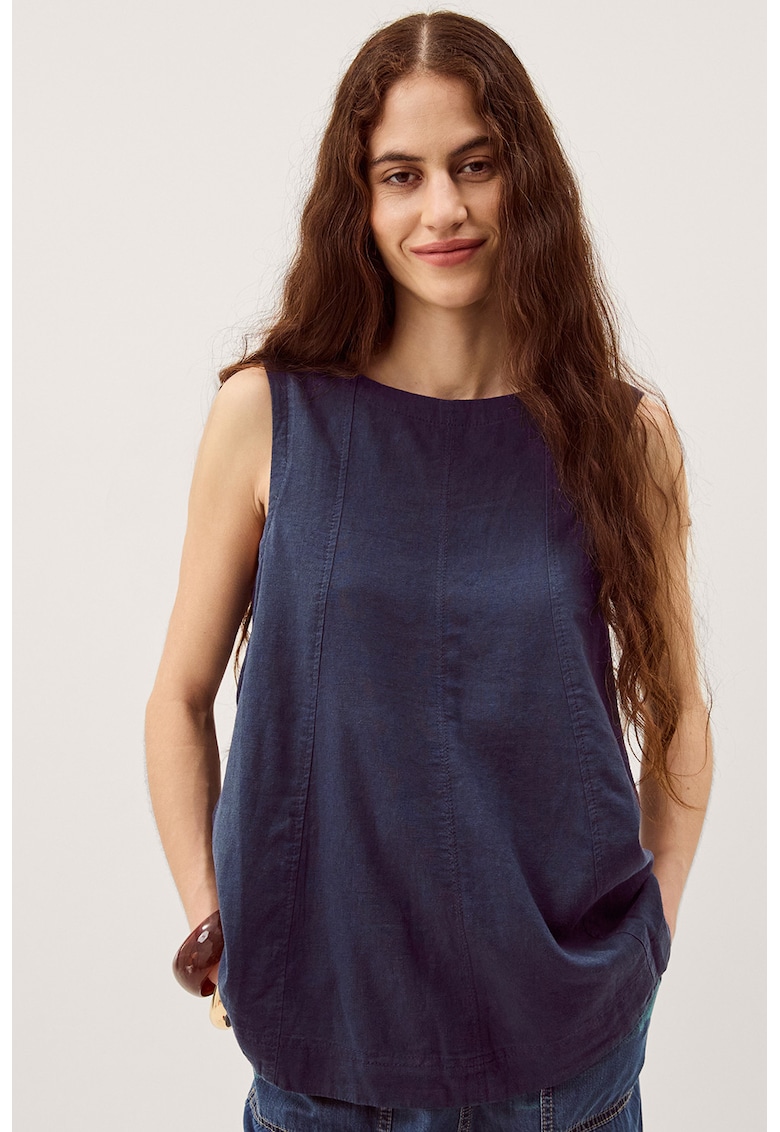 Bluza lejera cu decolteu rotund - Bleumarin