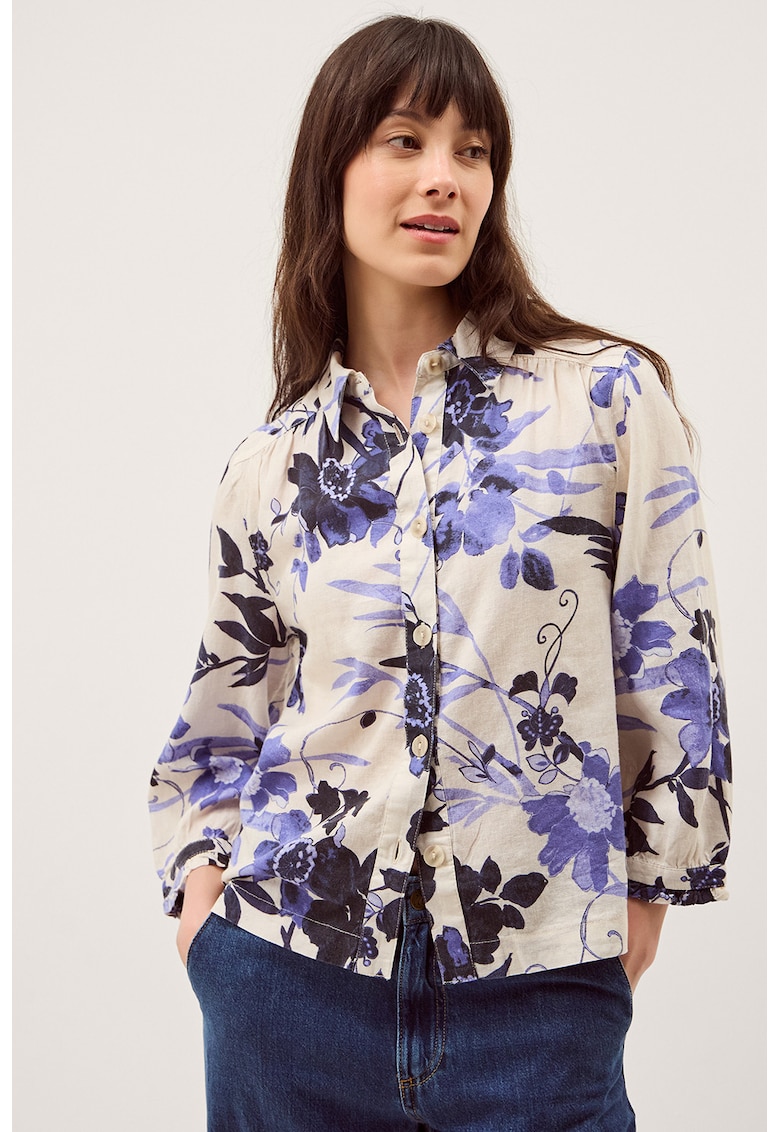 Bluza cu design floral - Alb/Albastru