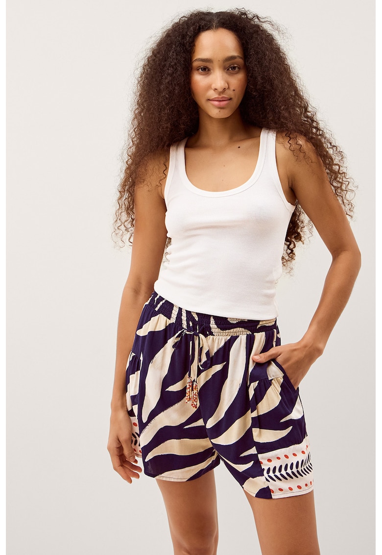 Pantaloni scurti cu buzunare laterale Paloma - Alb fildes/Albastru indigo