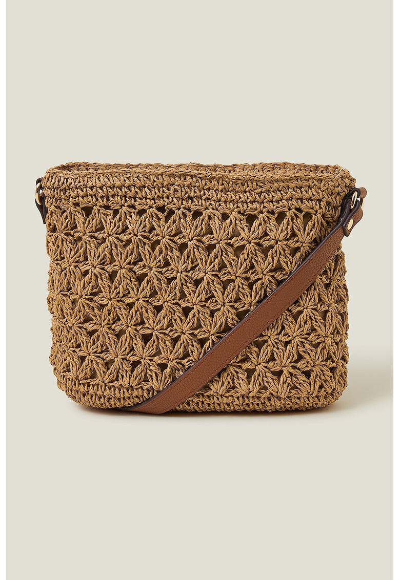 Geanta crossbody de rafie - Maro camel