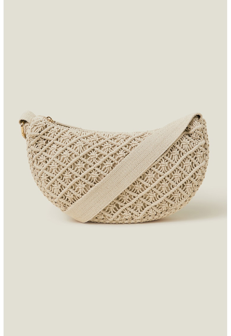 Geanta crossbody cu bareta ajustabila - Alb fildes