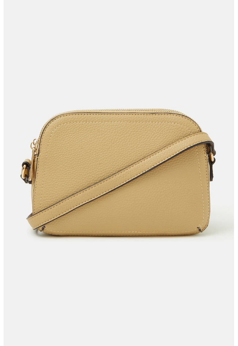 Geanta crossbody de piele ecologica cu 2 compartimente - Galben pai