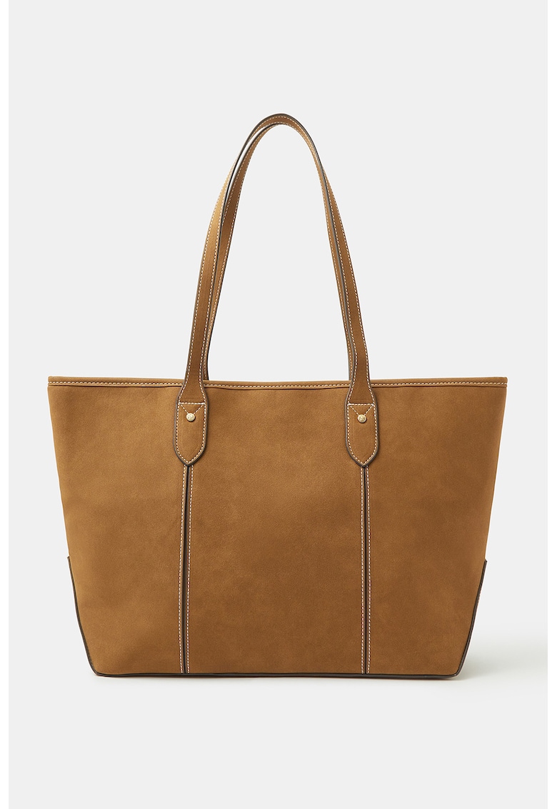 Geanta shopper de piele intoarsa sintetica - Caramel