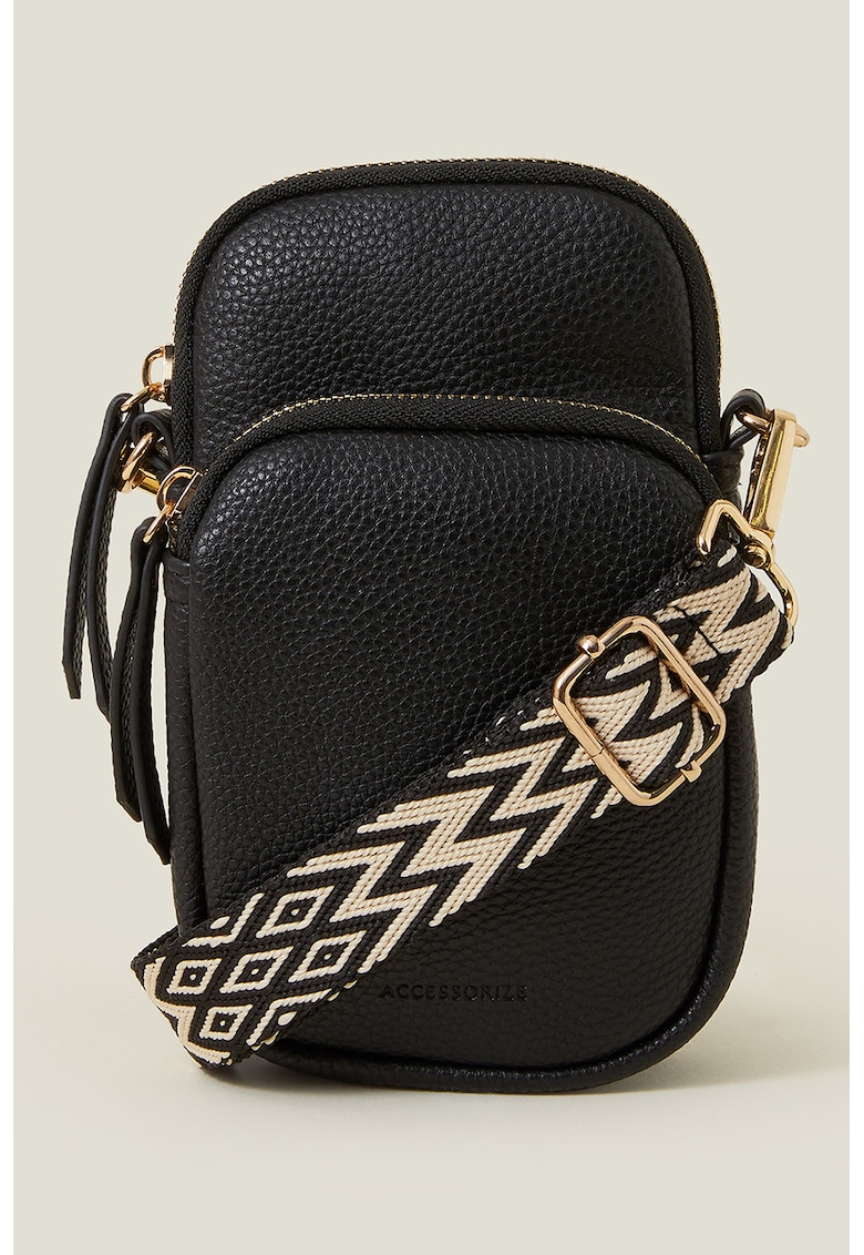 Geanta crossbody pentru telefon din piele ecologica - Negru