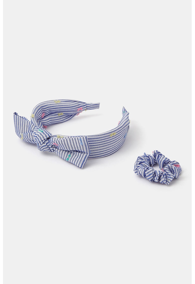 Set de bentita si elastic de par - Alb/Albastru
