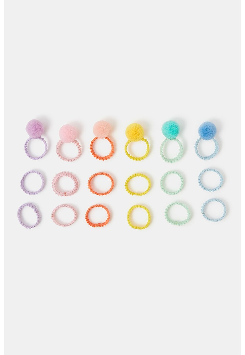 Set de elastice de par cu ciucuri - 18 piese - Multicolor
