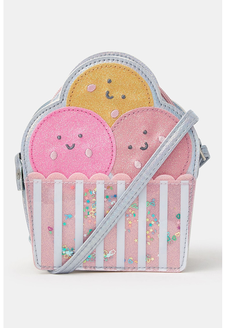 Geanta crossbody din piele ecologica - Roz prafuit/Argintiu