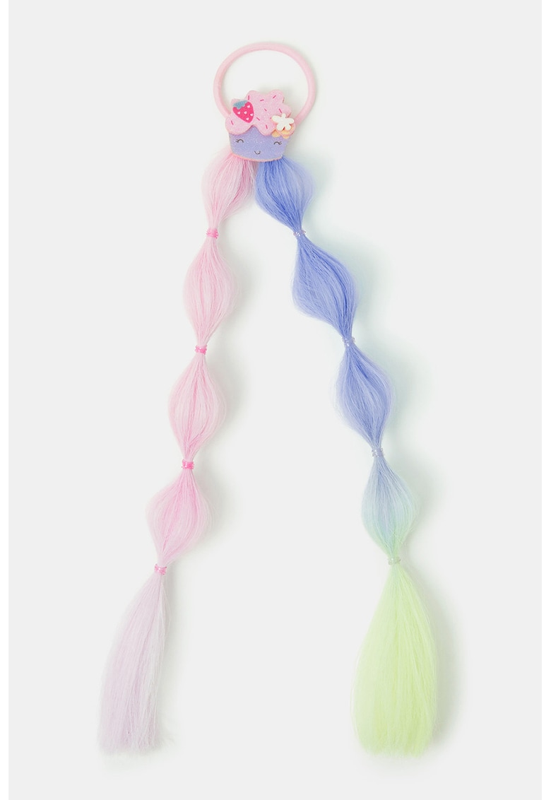 Clama de par cu extensie din par - Albastru pastel/Roz pastel