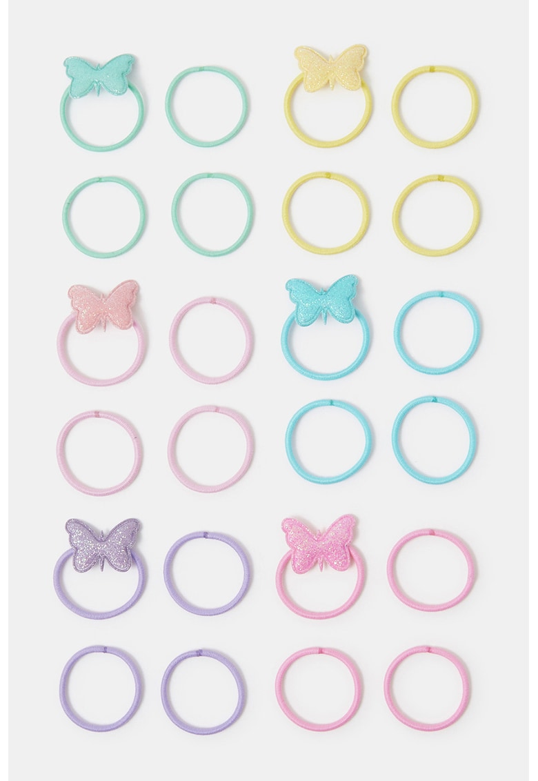 Set de elastice de par cu fluturi - 24 piese - Multicolor