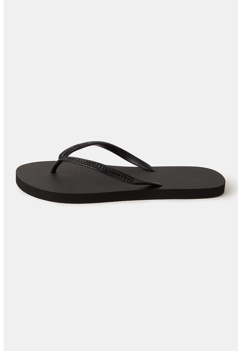 Papuci flip-flop cu strasuri - Negru