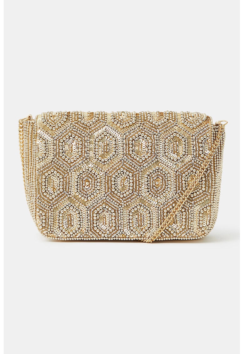 Geanta crossbody cu aplicatii - Auriu