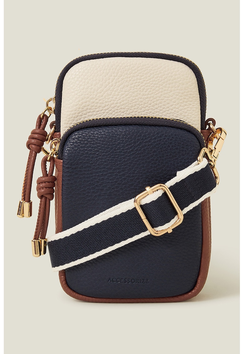 Geanta crossbody mini din piele ecologica - Crem/Bleumarin