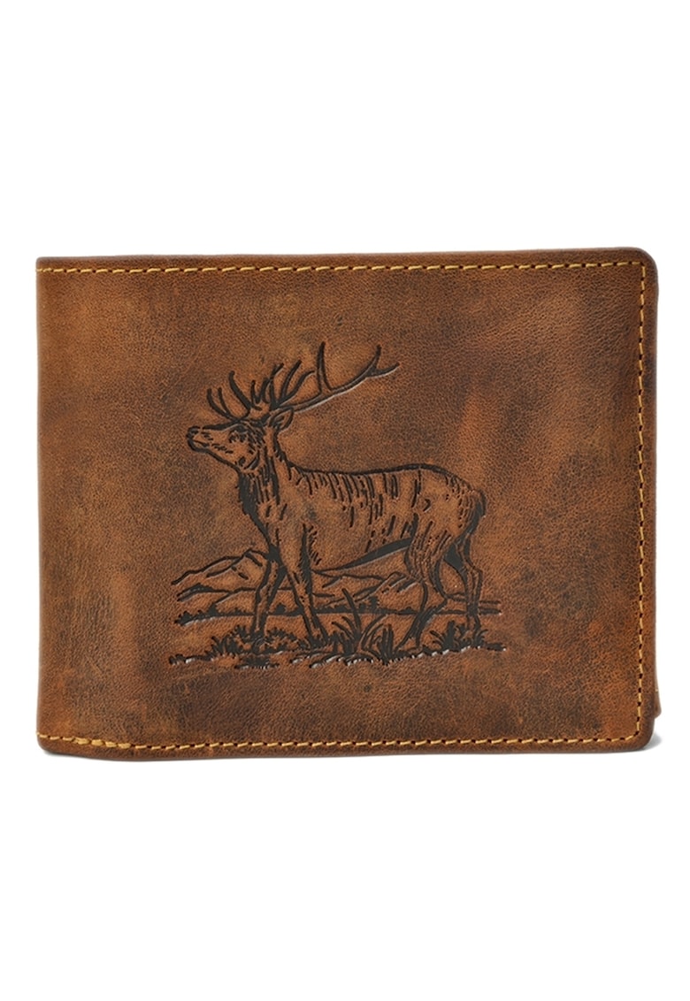 Portofel barbati piele naturala maro antichizat 12.5 x 10.5 x 3.0 cm - Vintage Hunting -