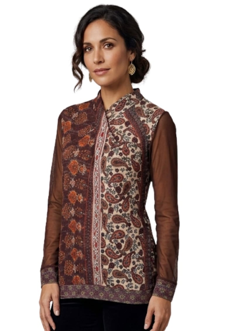 Bluza cu motiv paisley si guler Katerina -