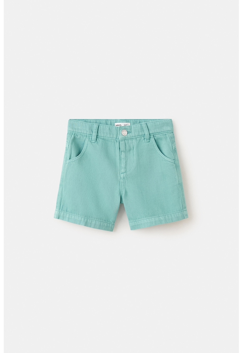 Pantaloni scurti in denim cu inchidere cu capsa - Verde menta