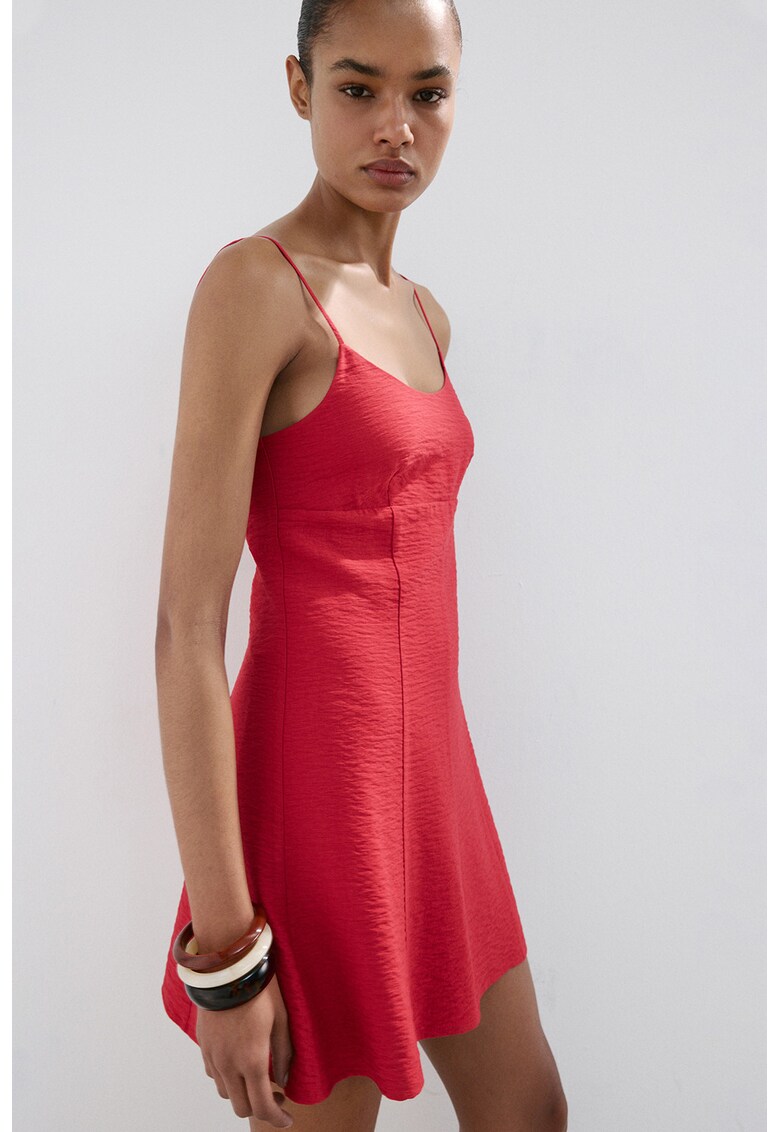 Rochie mini cu bretele ajustabile - Rosu inchis