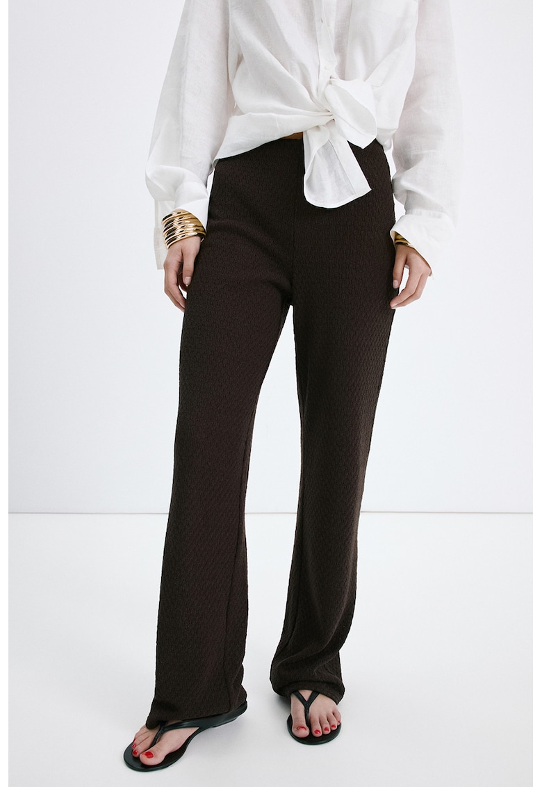 Pantaloni tricotati cu talie elastica - Negru