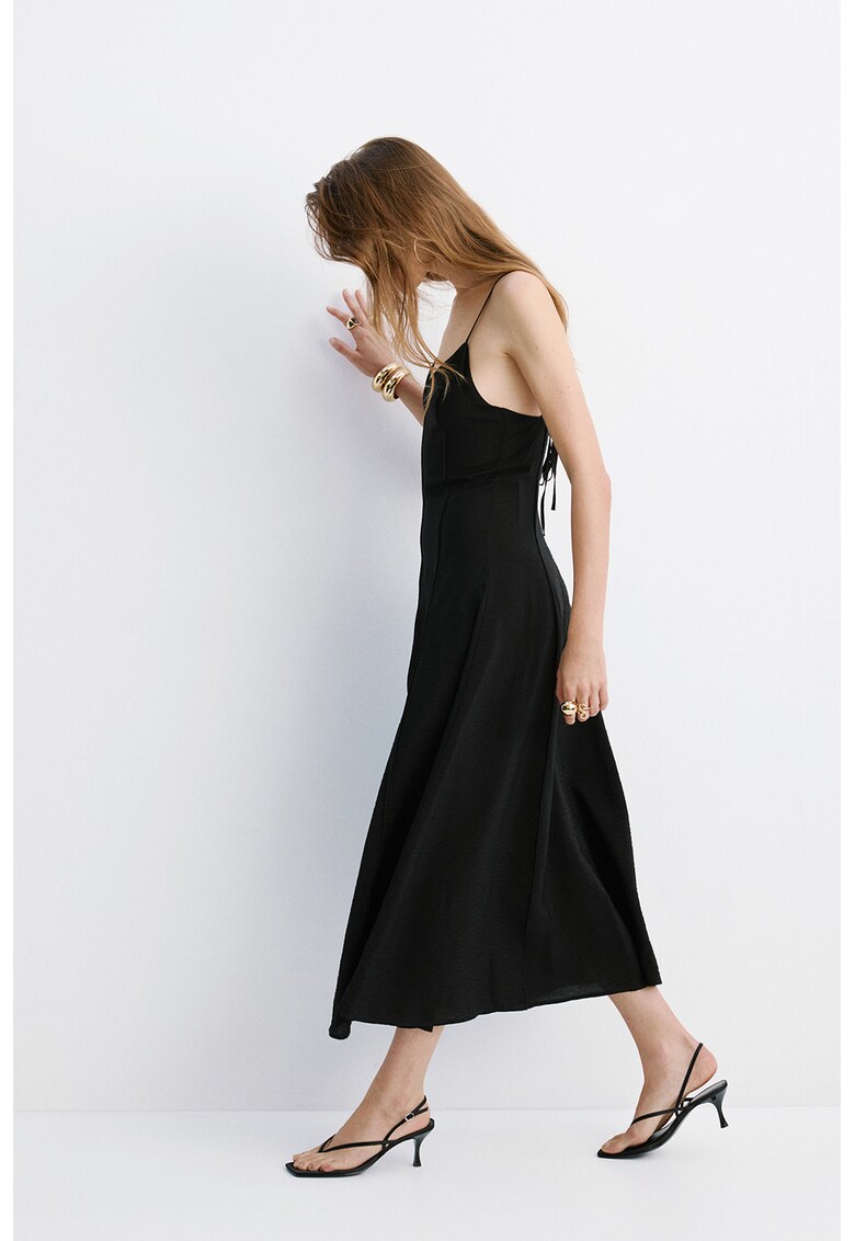 Rochie-furou cu cusaturi contrastante - Negru