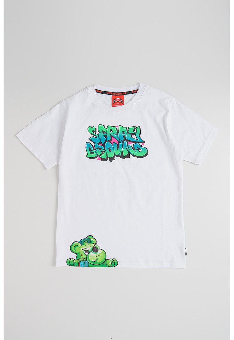 Tricou regular fit Catch Bear - Alb/Verde
