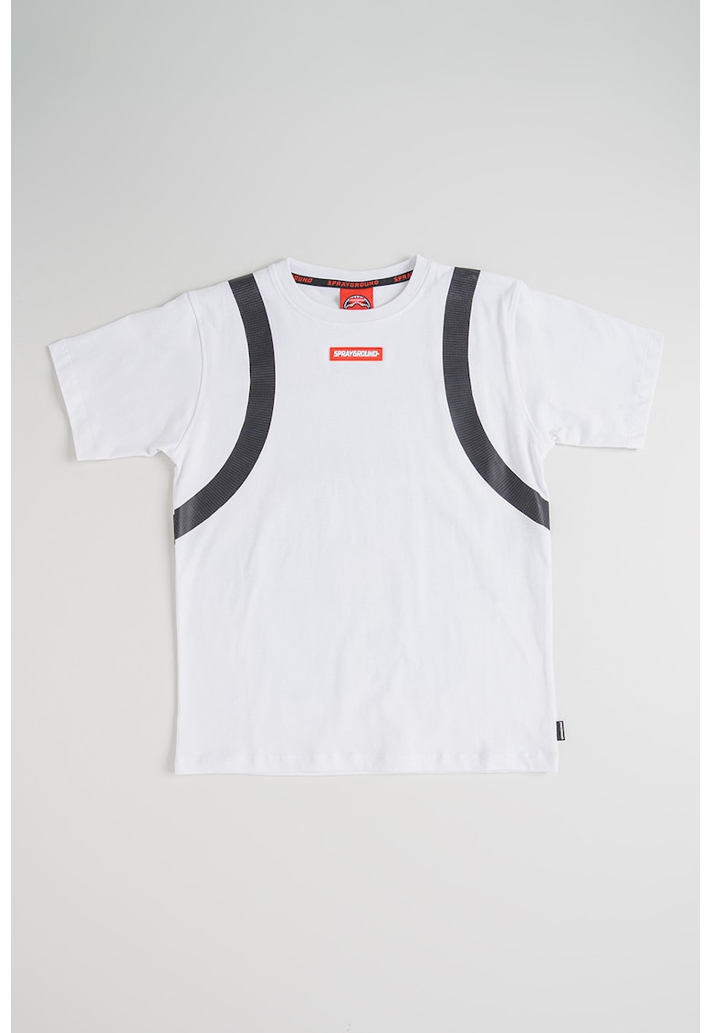 Tricou cu imprimeu pe partea din spate si aplicatie logo - Alb/Multicolor