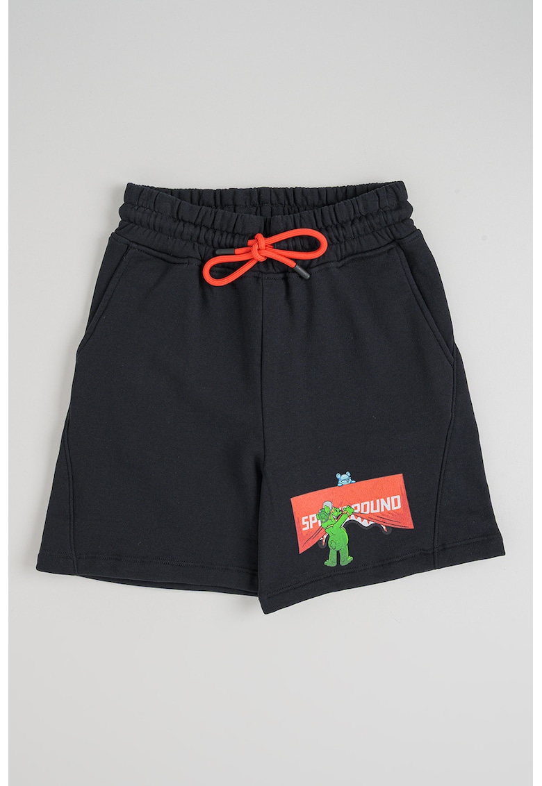 Pantaloni scurti cu impriemu logo si talie ajustabila - Rosu/Negru