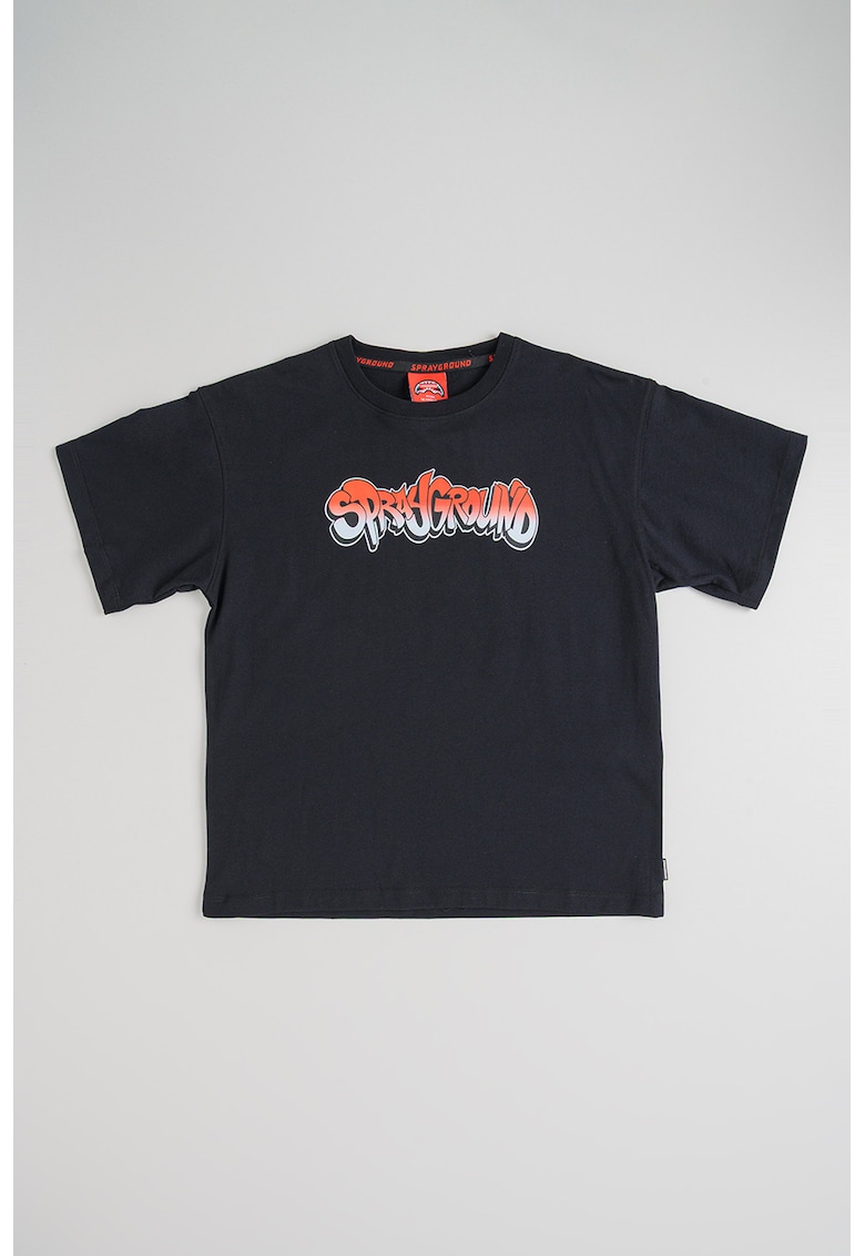 Tricou din bumbac cu imprimeu logo - Rosu/Negru